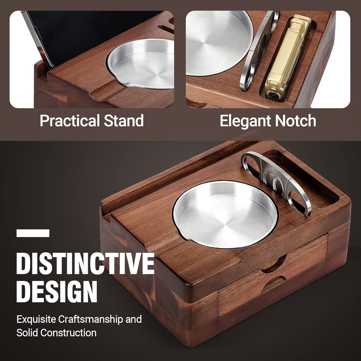Wooden Ashtrays with Phone Tab - đánh giá và giá Men Accessories Drawer