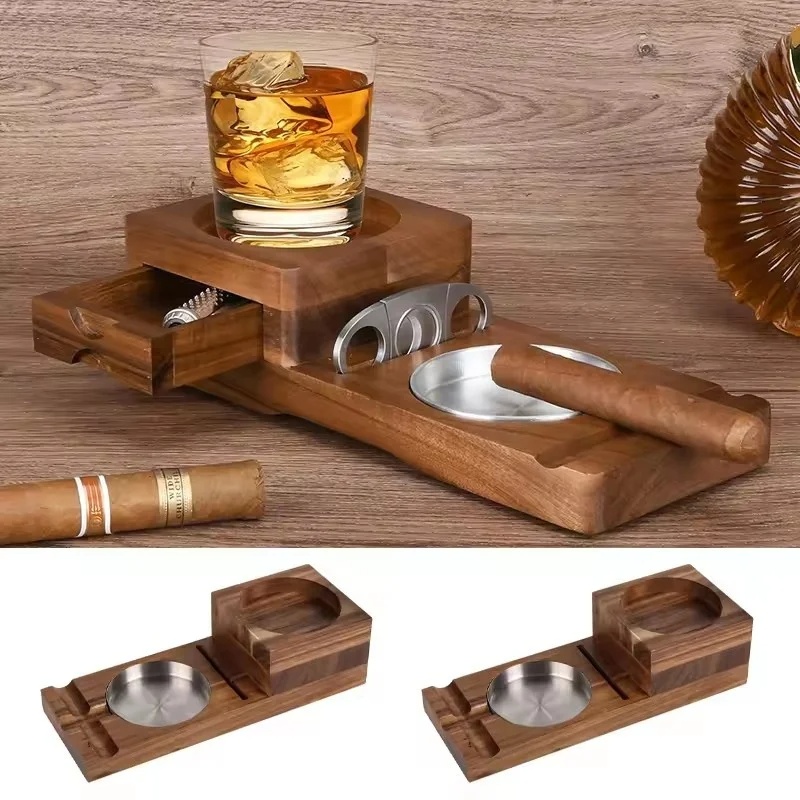 Wooden Cigar Ashtray with Draw - đánh giá và giá Men Accessories Drawer