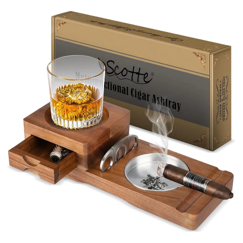 Ashtray Coaster Whiskey Glass  - đánh giá và giá Men Accessories Drawer